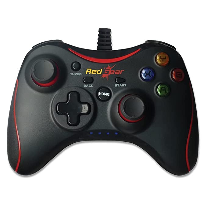 Redgear Pro Series Wired Gamepad with Integrated Force Feedback, Illuminated ABXY Keys, 2 analog triggers, 2 analog sticks, Ergonomically Design, 1.8m USB Cable for PC, Windows 7 / 8 / 8.1 / 10 compat