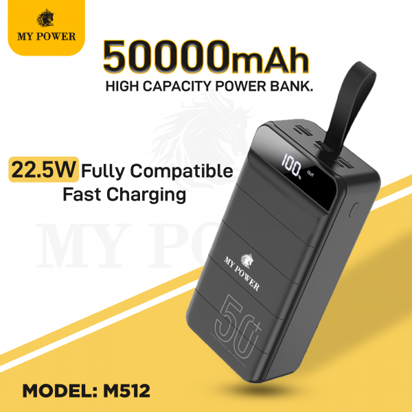 My Power Powerbank 50000mah M512, Mypower QC 3.0 PD 22.5W Fast Charging Power Bank