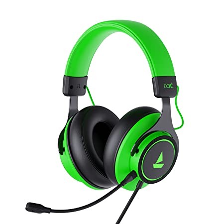 boAt Immortal IM1000D Dual Channel Gaming Wired Over Ear Headphones with mic, Dolby Atmos, 7.1 Channel Surround Audio, 50mm Drivers & RGB Breathing LEDs(Viper Green)
