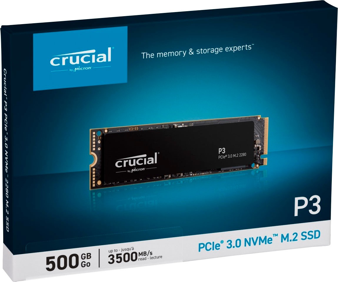 Crucial P3 500GB PCIe 3.0 3D NAND NVMe M.2 SSD, up to 3500MB/s