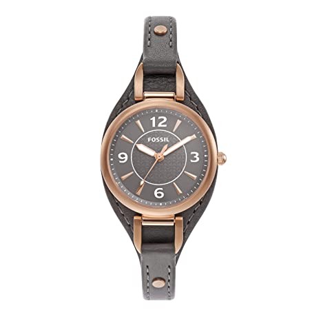Fossil Carlie Analog Women's Leather Watch, Chronograph feature, Water Resistant