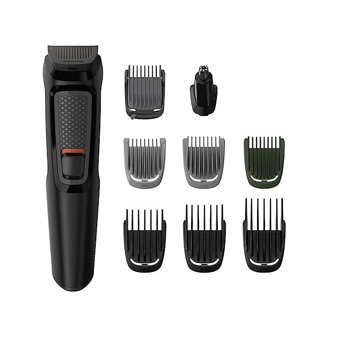 Philips Multi Grooming Kit MG3710/65, 9-in-1 (New Model), Face, Head and Body - All-in-one Trimmer. Self Sharpening Stainless Steel Blades, No Oil Needed, 60 Mins Run Time