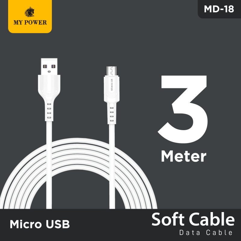 My Power Micro USB 3 meter Cable, 2A Cable, Longest Cable