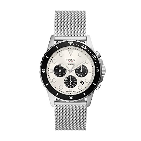 Fossil Fb - 01 Silver Analog Quartz Stainless steel Watch FS5915, Water Resistant