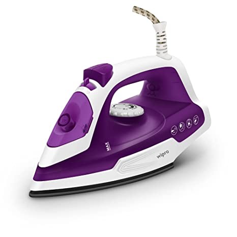 Wipro Vesta 1380Watt Compact Steam Iron|Smart light sensor|Self Cleaning Func|2 year warranty|16g/min Steam|Vertical&Horizontal Steaming|.8g/shot burst|Mini & Portable for travel|Overheat protection