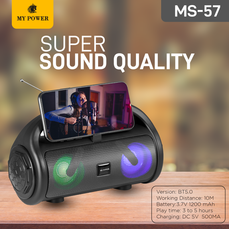 My Power Bluetooth Speaker MS57, Portable speaker Black colour Speaker.