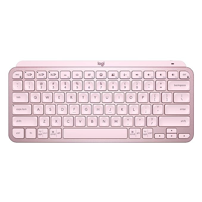 Logitech MX Keys Mini Minimalist Wireless Illuminated Keyboard, Compact, Bluetooth, Backlit, USB-C, Compatible with Apple macOS, iOS, Windows, Linux, Android, Metal Build-Rose