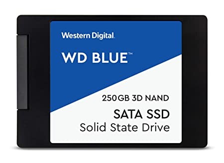 Western Digital WD Blue 6.35 cm (2.5") SATA SSD, 550MB/s R, 525MB/s W, 5 Y Warranty, 250GB,Solid State Drive, Serial ATA-600 for Laptop
