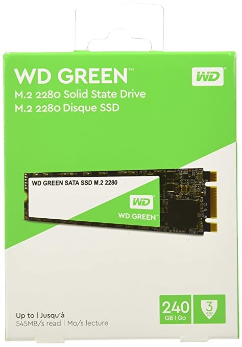 Western Digital WD Green m.2 SSD, 545MB/s R, 3 Y Warranty, Serial ATA-600, Multitasking, 240GB (WDS240G2G0B) for Laptop, Desktop