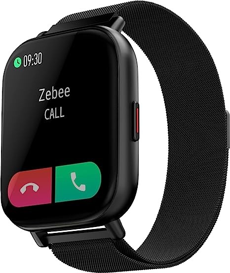 ZEBRONICS ZEB-FIT7220CH Bluetooth Smart Watch,4.4cm(1.75") Full Touch Curved Screen,Metal Body & Metal Strap,7 Days Data Storage,SpO2,BP & Heart Rate Monitor,IP67 Waterproof (Metallic Black)