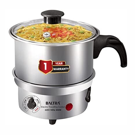 Baltra GLAIR Multi function Kettle 900 ml (Boiling Milk, tea, coffee, Eggs, Soup, rice, sabji, kadi, daal and Maggi/Noodles) travel cooker 400 Watt