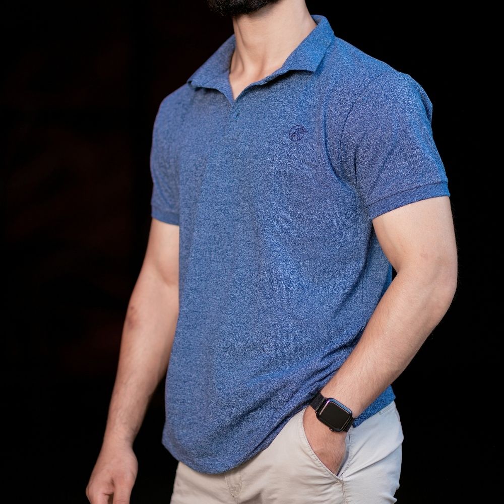 M Fashion Collar Polo T-Shirt For Men (Blue)
