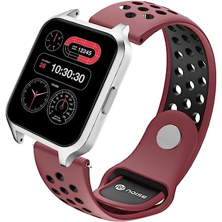 Noise Original 22mm Sports Strap Compatible with Noise Pulse 2 Max, Pro 4, Pro 4 GPS/Alpha, Twist, Force, Ultra 3, Halo, Quad Call Smartwatch for Men & Women, 3 Months Warranty (Wine Black)