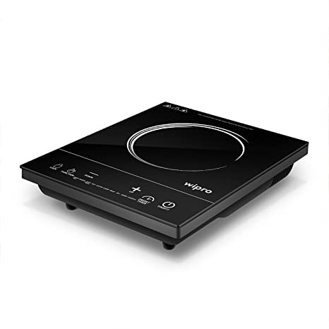 Wipro Vesta CIC202 2000 Watt Induction Cooktop with Feather Sensor and Crystal Glass Plate|10 inbuilt Indianized Pre set menus|Hands Free cooking with Timer|Auto Cut off