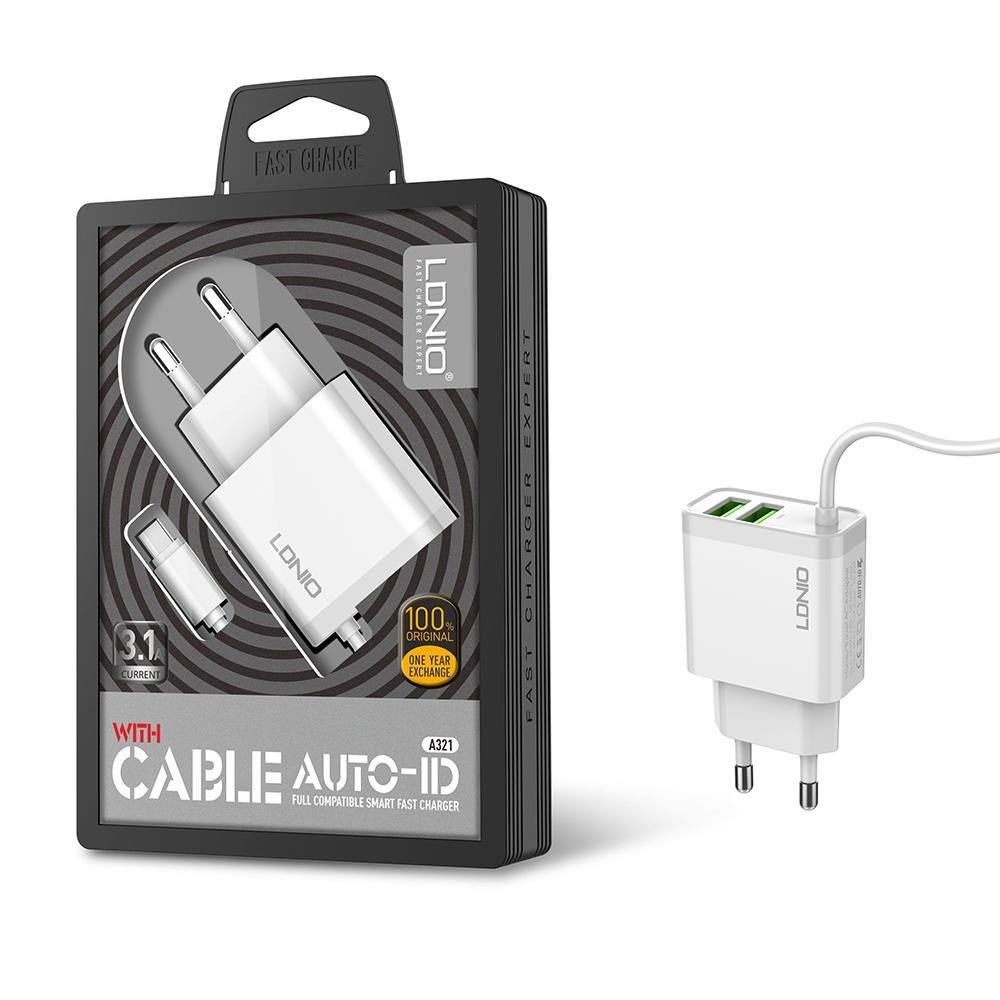 LDNIO A321 2 USB Ports Home Charge Adapter