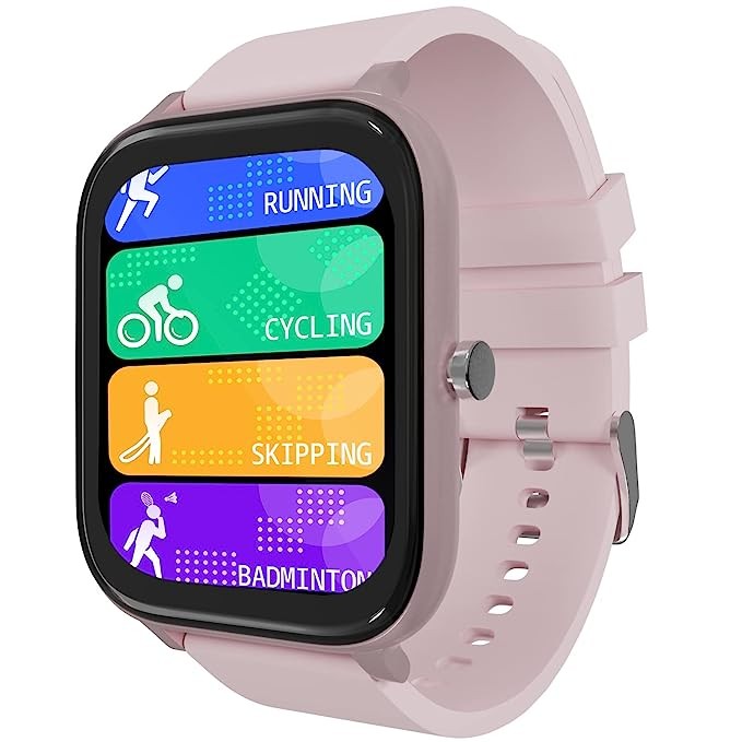 ZEBRONICS ZEB-FIT8220CH Smart Watch with 4.3cm Large Square Touch Display, IP68 Waterproof, Heart Rate, BP, SpO2 Monitor,12 Sports Mode, Caller ID, All Notifications and Custom Watch face (Rose Gold)