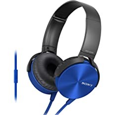 Sony Extra Bass MDR-XB450AP On-Ear Wired Headphones with Mic (Blue)