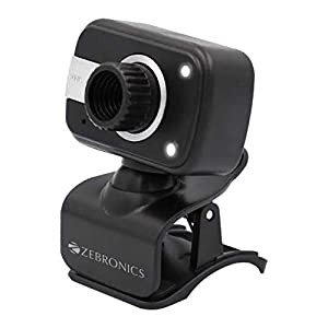 ZEBRONICS Zeb-Crystal Clear Web Camera with 3P Lens,Built-in Microphone,Auto White Balance,Night Vision and Manual Switch for LED (Black)