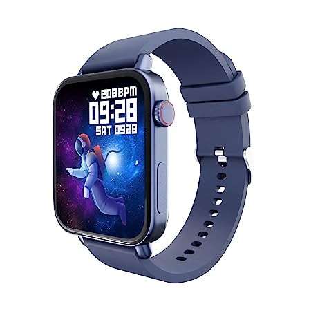 ZEBRONICS Iconic AMOLED Bluetooth Calling Smartwatch, 4.52cm (1.8"), Always ON Display, 2 Buttons, 10 Built-in & 100+ Watch Faces, 100+ Sport Modes, Built-in Games, Calculator, IP67 (Blue)