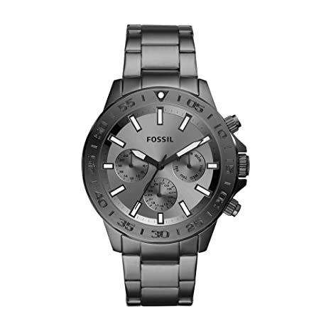 Fossil Bannon Multifunction Smoke Stainless Steel Analog Men's Watch BQ2491 (Multicolor Dial Grey colored Strap), Water Resistant
