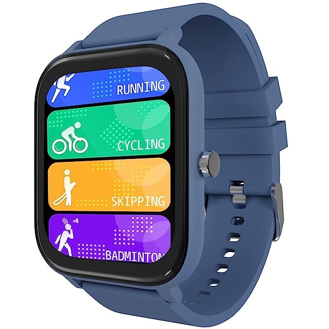 ZEBRONICS ZEB-FIT8220CH Smart Watch with 4.3cm Large Square Touch Display, IP68 Waterproof, Heart Rate, BP, SpO2 Monitor,12 Sports Mode, Caller ID, All Notifications and Custom Watch face (Blue)