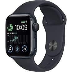 Apple Watch SE (2nd Gen) [GPS 40 mm] Smart Watch w/Midnight Aluminium Case & Midnight Sport Band. Fitness & Sleep Tracker, Crash Detection, Heart Rate Monitor, Retina Display, Water Resistant